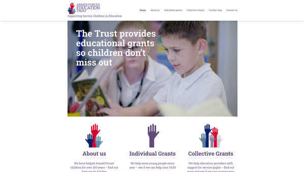 Screenshot of the Armed Forces Education Trust website