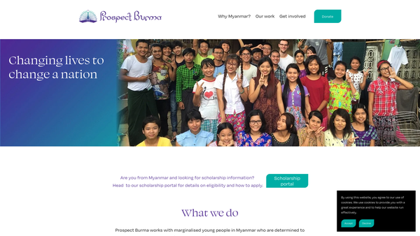 Screenshot of the Prospect Burma CIO website