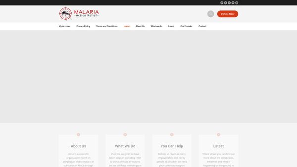 Screenshot of the Malaria Action Relief website