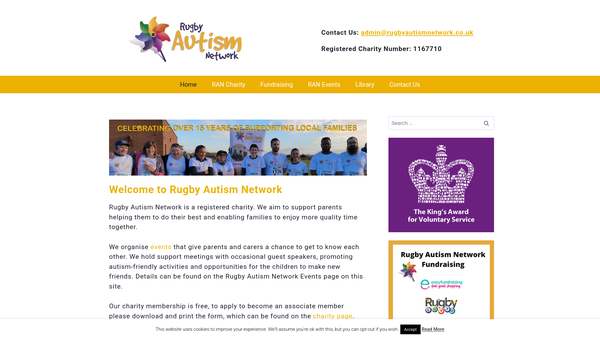 Screenshot of the Rugby Autism Network website