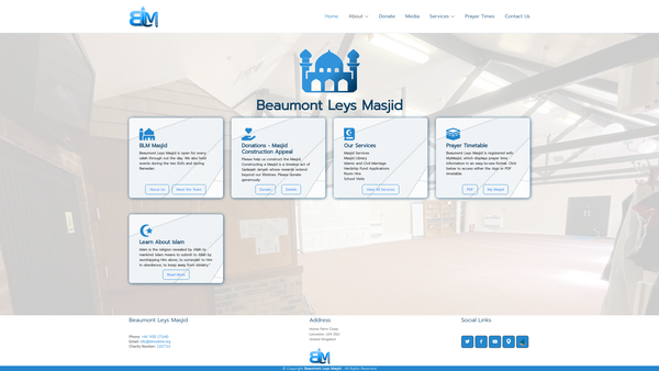 Screenshot of the Beaumont Leys Muslims website