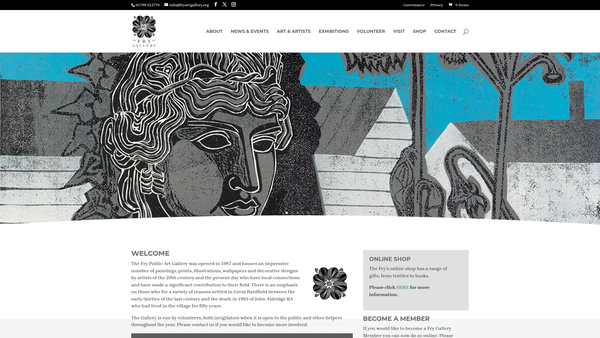 Screenshot of the The Fry Art Gallery Society website