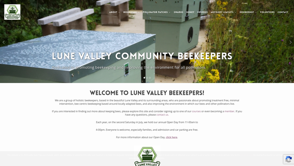 Screenshot of the Lune Valley Beekeepers website