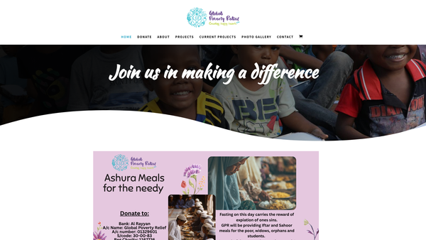 Screenshot of the Global Poverty Relief website