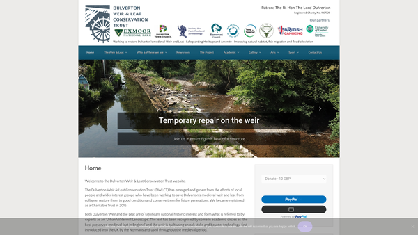 Screenshot of the Dulverton Weir And Leat Conservation Trust website