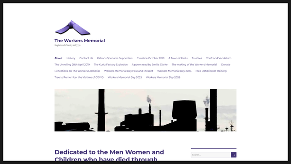 Screenshot of the The Workers Memorial website