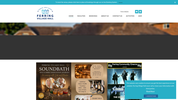 Screenshot of the Ferring Village Hall website