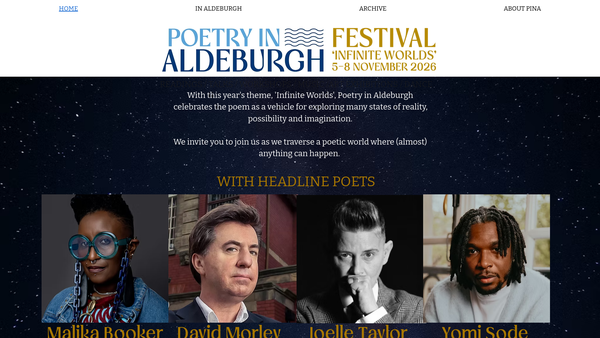 Screenshot of the Poetry In Aldeburgh website