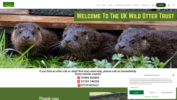 Screenshot of the UK Wild Otter Trust website