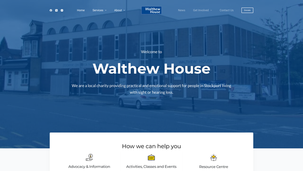 Screenshot of the Walthew House 2017 website