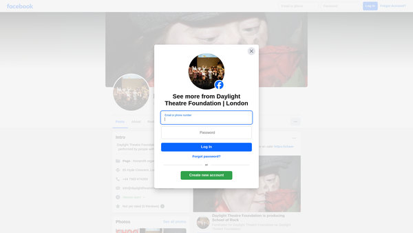 Screenshot of the Daylight Theatre Foundation website