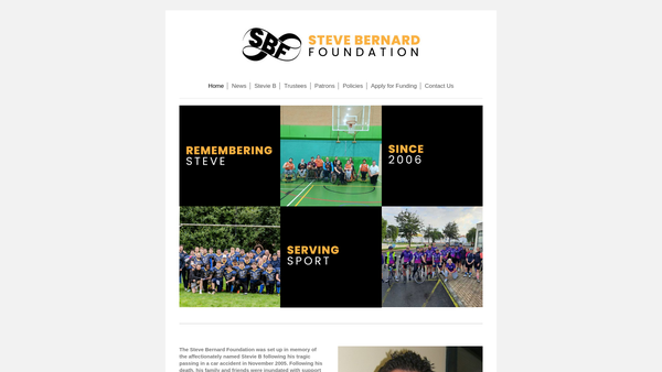 Screenshot of the Steve Bernard Foundation website