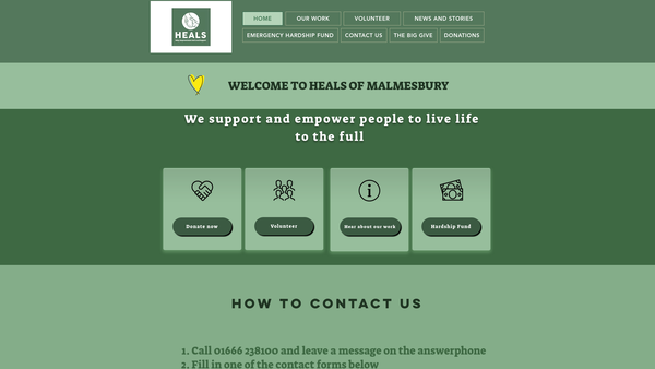 Screenshot of the Heals Of Malmesbury website
