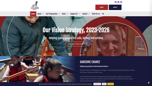 Screenshot of the Oarsome Chance website