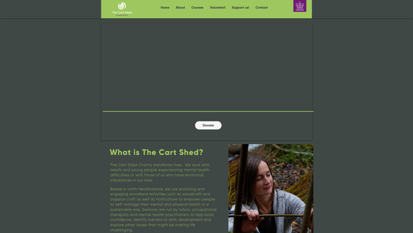 Screenshot of the The Cart Shed Charity website