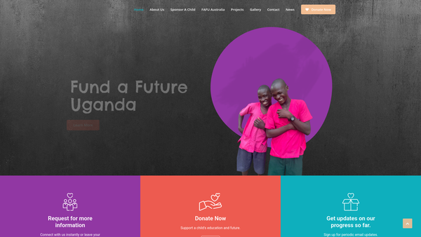 Screenshot of the Fund A Future Uganda website