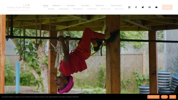 Screenshot of the Ambition, Aspire, Achieve website