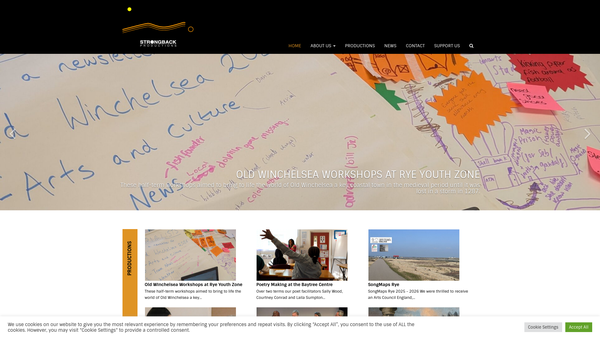 Screenshot of the Strongback Productions Limited website