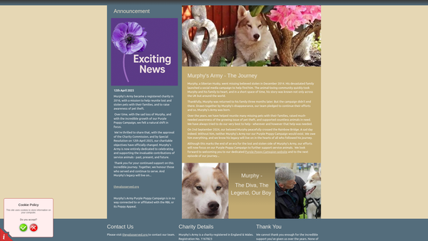 Screenshot of the Murphy's Army website