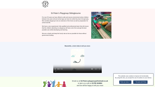 Screenshot of the St Peter's Playgroup website
