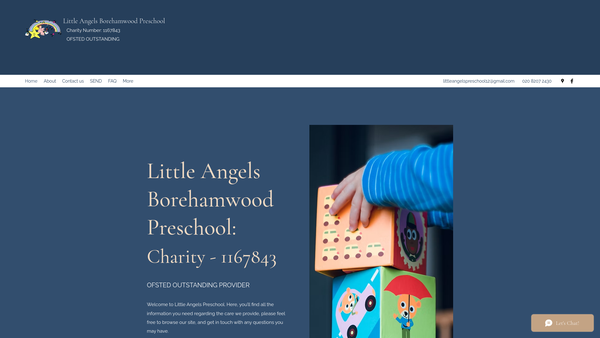 Screenshot of the lITTLE ANGELS (BOREHAMWOOD) PRE-SCHOOL website