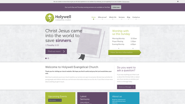 Screenshot of the Holywell Evangelical Church website