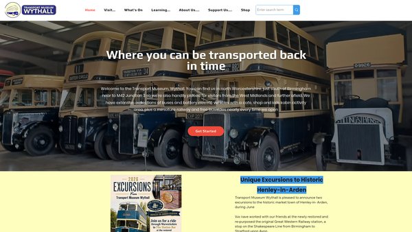 Screenshot of the Transport Museum Wythall website