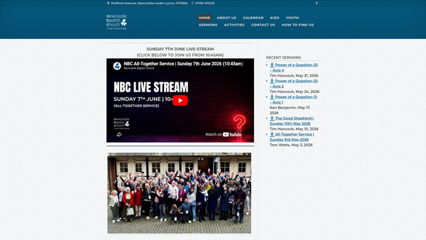Screenshot of the Newcastle Baptist Church website