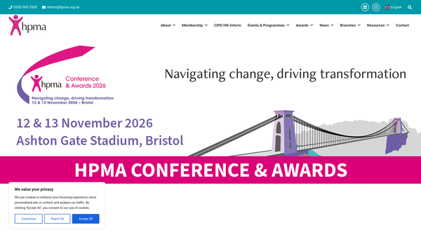 Screenshot of the Healthcare People Management Association website