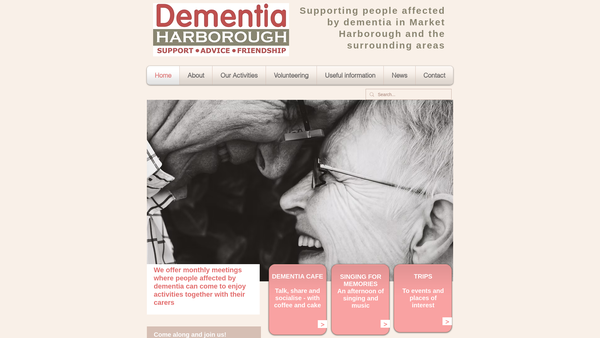 Screenshot of the Dementia Harborough website