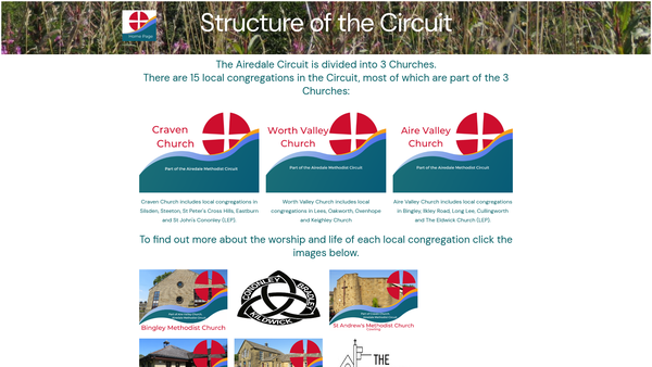 Screenshot of the Craven Methodist Church website