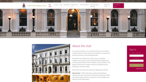 Screenshot of the The East India, Devonshire, Sports and Public Schools Club Limited Staff Benevolent Fund website