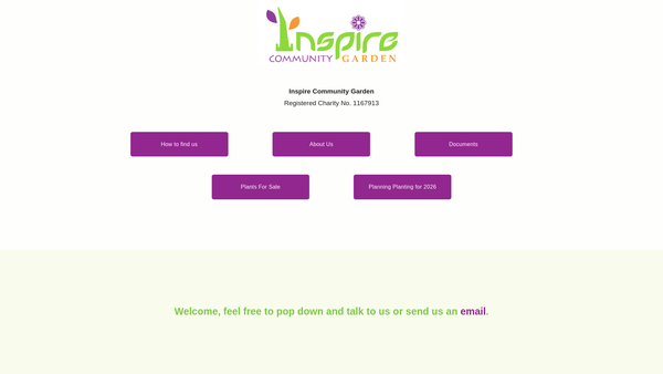 Screenshot of the Inspire Community Garden website