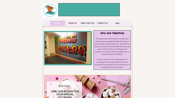 Screenshot of the Oasis Centre For Young People website