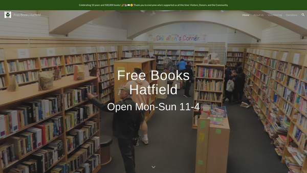 Screenshot of the Free Books Hatfield website