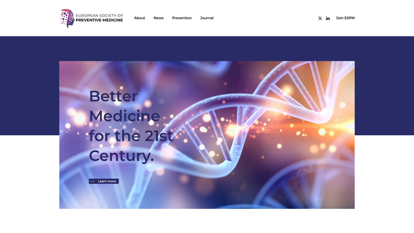 Screenshot of the European Society Of Preventive Medicine website