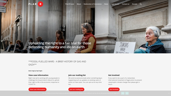 Screenshot of the Plan B. Earth website