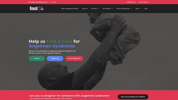 Screenshot of the Foundation For Angelman Syndrome Therapeutics UK website