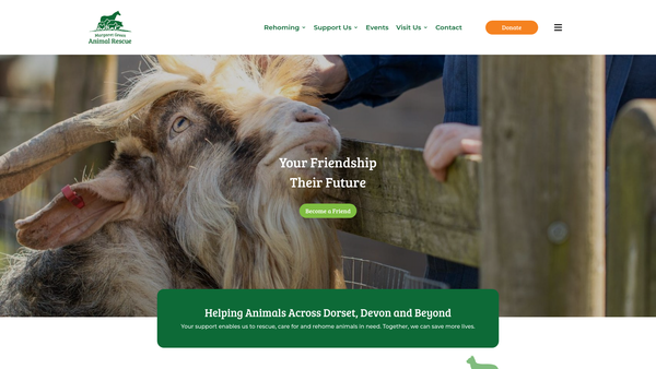Screenshot of the Margaret Green Animal Rescue website
