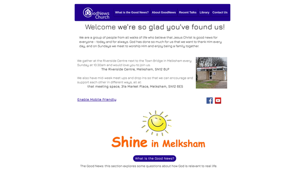 Screenshot of the Goodnews Church, Melksham CIO website