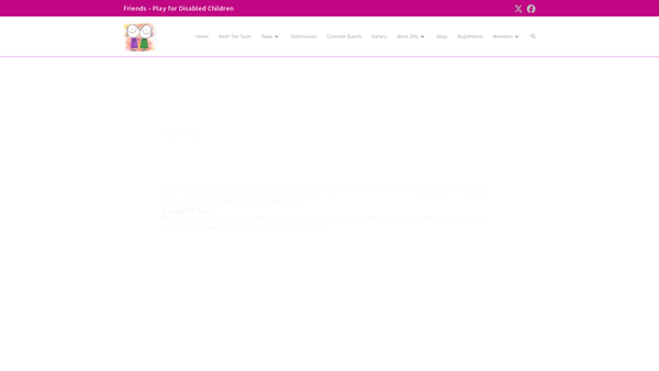 Screenshot of the Friends - Play For Disabled Children website