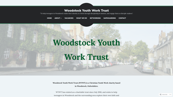 Screenshot of the Woodstock Youth Work Trust website