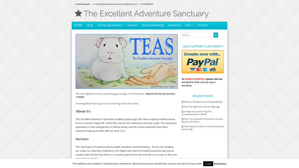 Screenshot of the The Excellent Adventure Sanctuary website