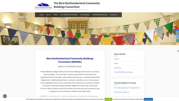 Screenshot of the West Northumberland Community Buildings Consortium website