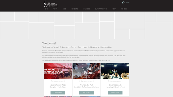 Screenshot of the Newark And Sherwood Concert Band website
