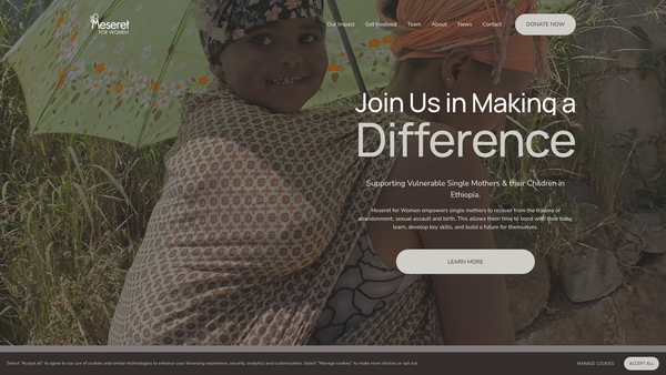Screenshot of the Meseret For Women website