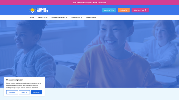 Screenshot of the Bright Futures UK website