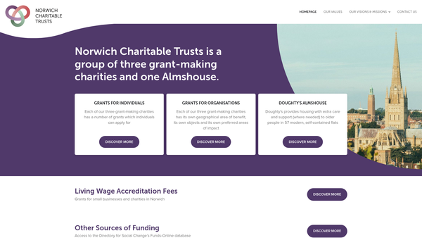 Screenshot of the Norwich Consolidated Charities website