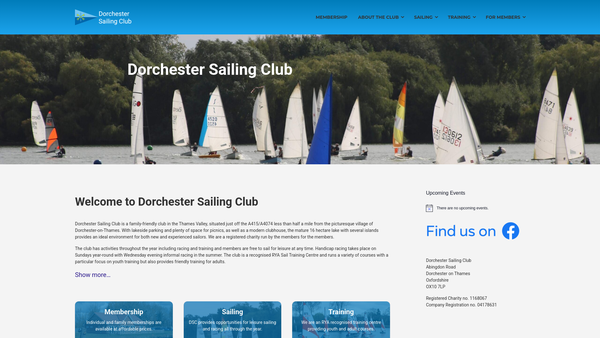 Screenshot of the Dorchester Sailing Club website