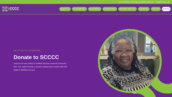 Screenshot of the Sheffield Churches' Council For Community Care website